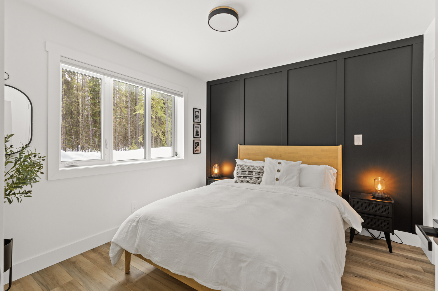 Primary Bedroom with Board and Batten Feature Wall