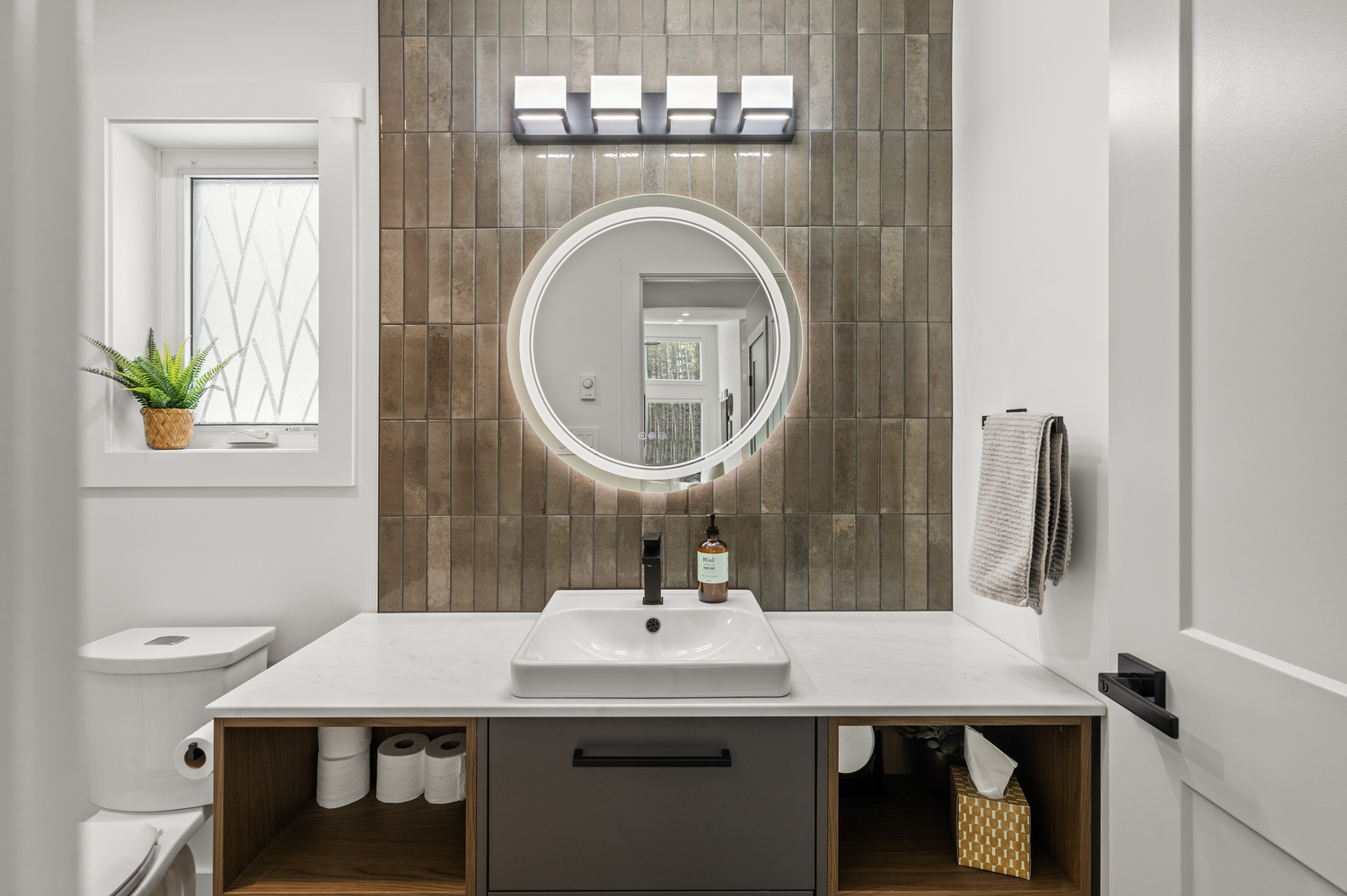 Modern Bathroom Vanity with Backlit LED Mirror