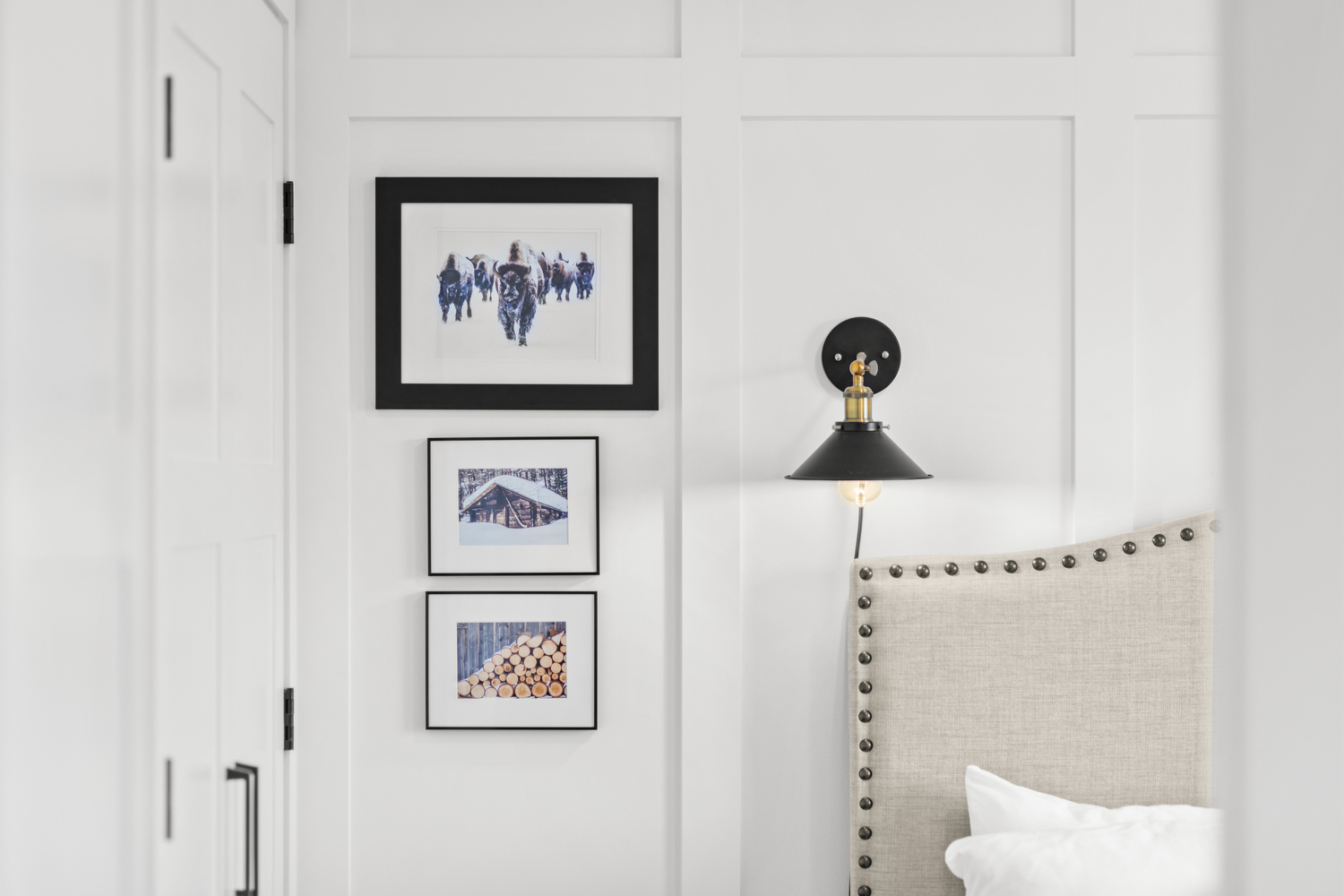 Bedroom Architectural Paneling and Northern Art